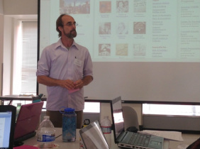 Devin Hess presenting at the UC Berkeley History-Social Studies Project's Summer Teacher Institute on the Common Core